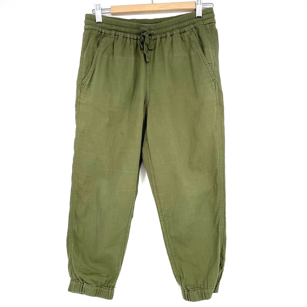 Point Sur Olive Green Linen Blend Cropped Jogger Pants Women's Size 4 Petite